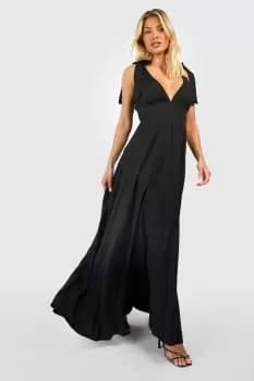 Tie Shoulder Plunge Maxi Dress