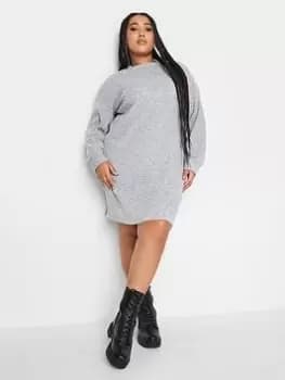 Yours Yours Soft Touch Rib Midi Dress, Grey, Size 16, Women