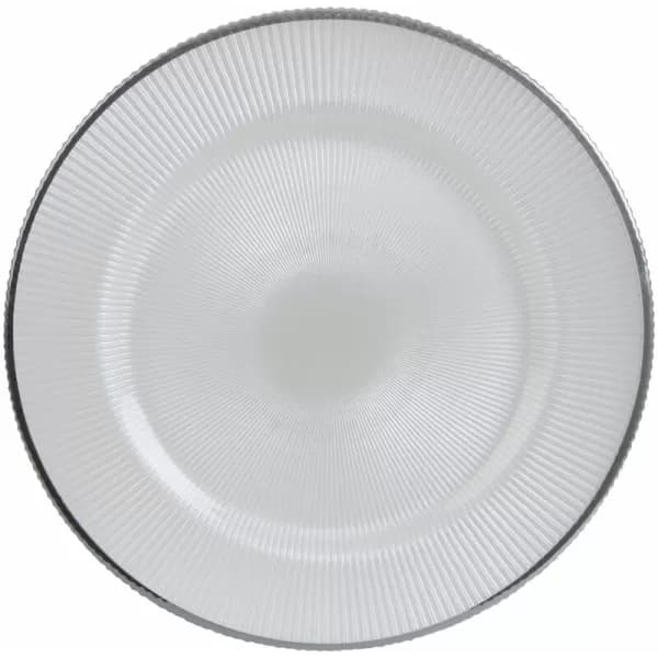 Premier Housewares 33Cm Set Of 2 Embossed White Glass Charger Plate
