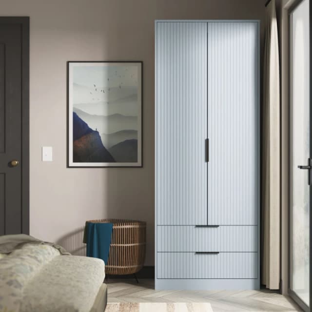 Ready Assembled 2 U Menai 2 Door 2 Drawer Wardrobe (Ready Assembled) in Light Blue Light Blue Unisex