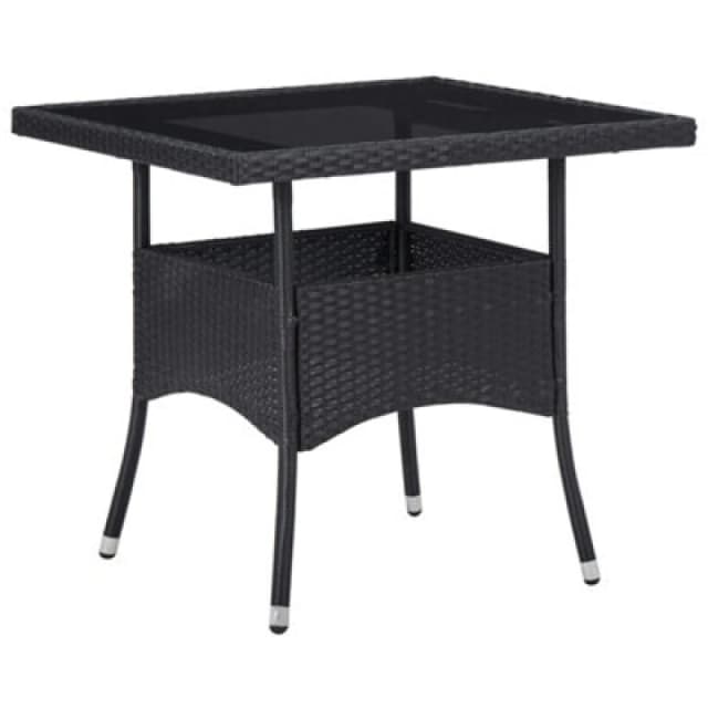 VIDAXL Outdoor Dining Table Black Poly Rattan and Glass Vidaxl 8719883727271