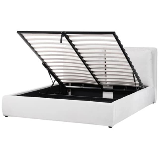 Beliani Ottoman Bed Velvet Bajonna 160 X 200 Cm (Eu King Size) Off-White