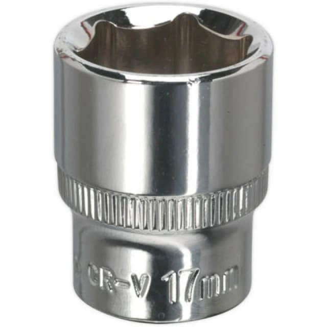 Loops 17mm Forged Steel Drive Socket - 3/8" Square Drive - Polished Chrome Vanadium Metallics