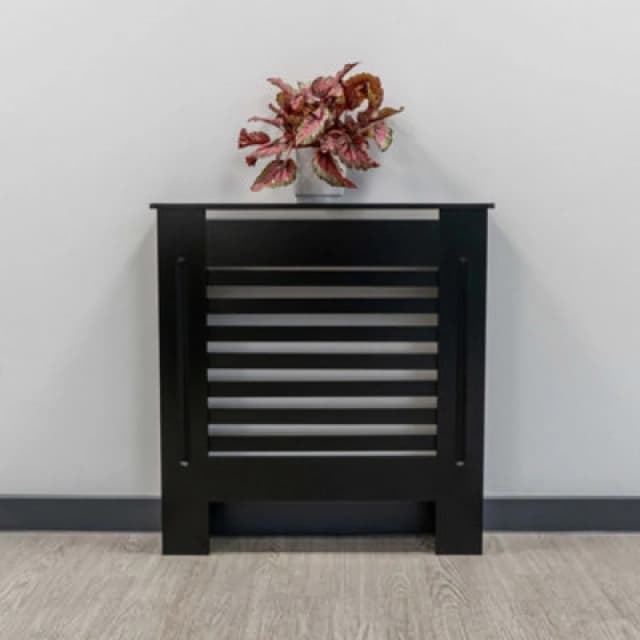 Jack Stonehouse Black Horizontal Slat Mdf Radiator Cover - Small - 78Cm (W) X 81.5Cm (H) X 19Cm (D)