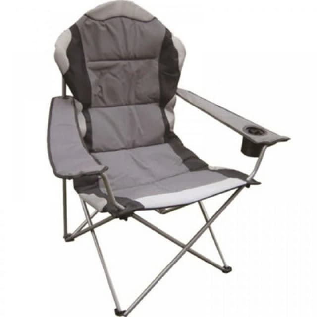 Gr8 Garden Deluxe Folding Camping Chair Grey Black Fishing Picnic Beach Garden Patio Seat