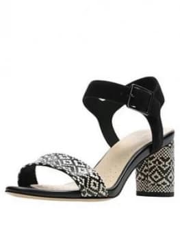 Clarks Amali Weave Heeled Sandals - Black Interest, Size 3, Women