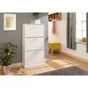 GFW Stirling Three Tier Shoe Cabinet - White