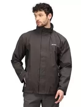 Regatta Matt Waterproof Shell Hooded Jacket - Grey/Black, Grey/Black, Size 4XL, Men