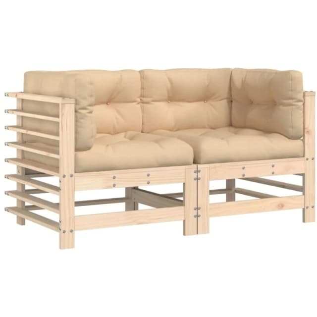 VIDAXL Corner Sofas with Cushions 2 pcs Solid Wood Pine Vidaxl 8720845802844