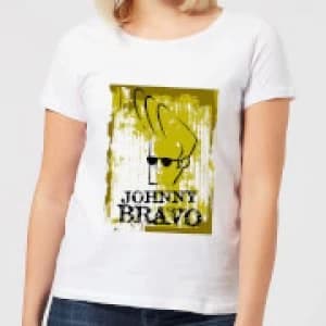 Johnny Bravo Distressed Womens T-Shirt - White - 3XL