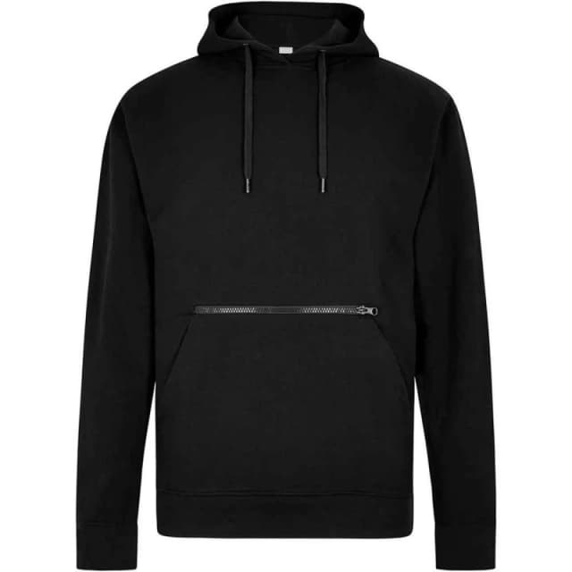 Kustom Kit Mens Pique Zip Pocket Regular Hoodie in Black Size: Small Black Male S