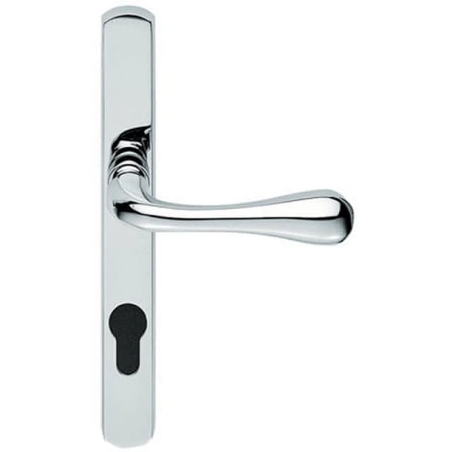 Loops PAIR Flared Lever on Narrow Euro Lock Backplate 208 x 26mm Polished Chrome Multi