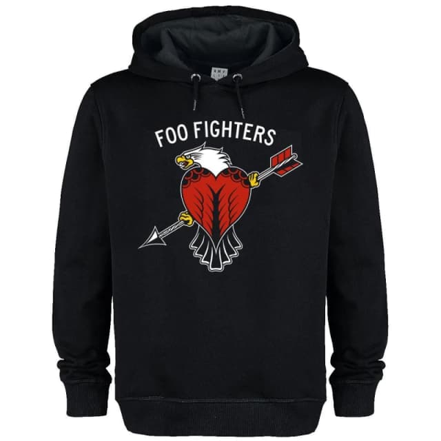 Amplified Amplified Men Eagle Tattoo Foo Fighters Hoodie in Black Size: X-Small Black XS Male 5063425486632