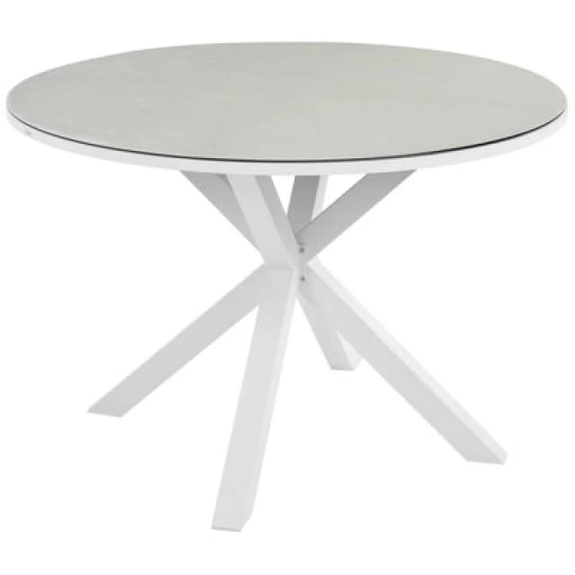 Beliani Garden Dining Table Maletto 120 Cm 120 Cm Glass Taupe