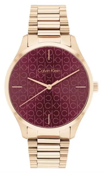 Calvin Klein 25200169 Unisex Red CK Dial Rose Gold Tone Watch