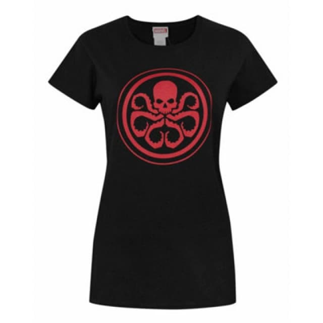 (Large) Marvel Short Sleeved T-Shirt (Womens Black)