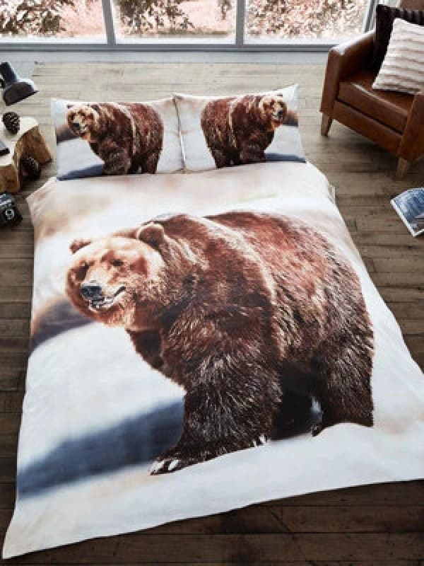 Smart Living Smart Living 3D Effect Animal Polycotton Printed Duvet Cover Set in Brown Size: Double Brown Double Unisex 5051346099772