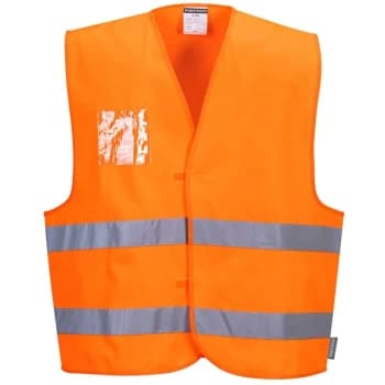C475ORRS/M - sz S/M Hi-Vis Vest - Dual ID Holder - Orange - Portwest