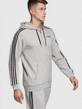 Adidas Essential 3-Stripe Full Zip Hoodie - Medium Grey Heather