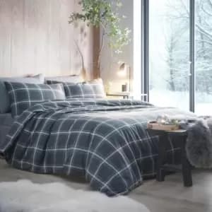 Aviemore Checked Duvet Cover and Pillowcase Set Charcoal Charcoal (Grey)