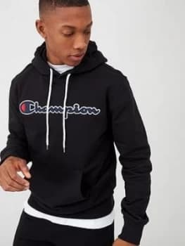 Champion Logo Overhead Hoodie - Black