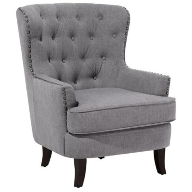 Beliani Fabric Armchair Grey Viborg Ii