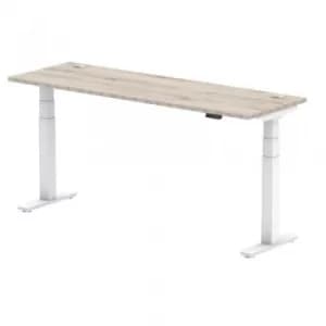 Air 1800/600 Grey Oak Height Adjustable Desk with Cable Ports with White Legs