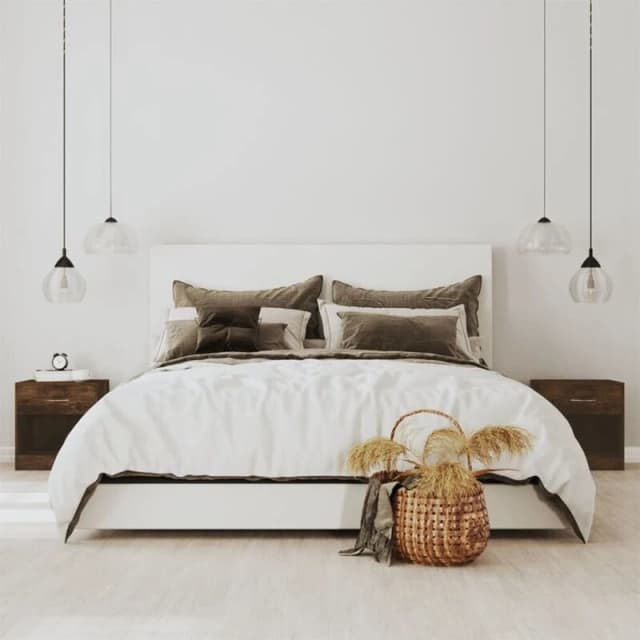 Vidaxl Bedside Cabinets 2 Pcs With Drawer Smoked Oak, Brown 342586