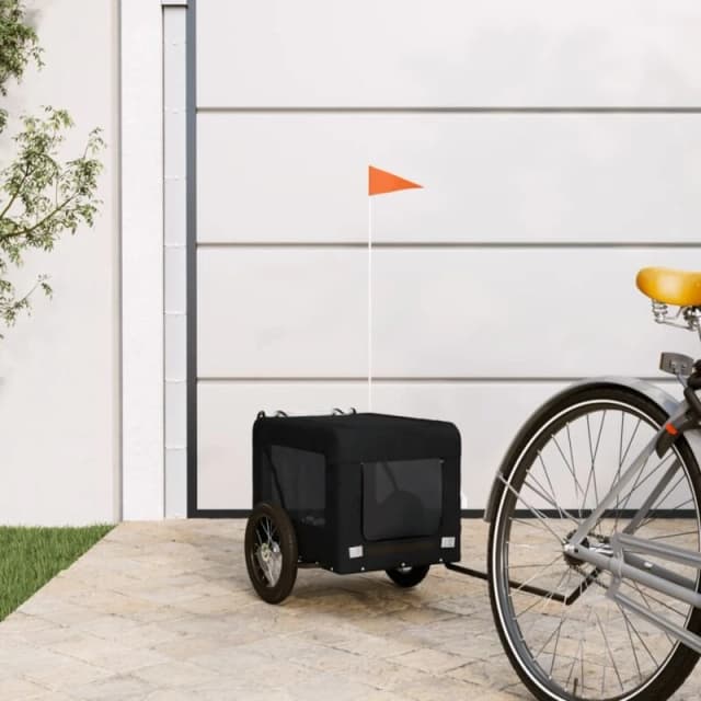 vidaXL Pet Bike Trailer Black Oxford Fabric&Iron, Black 93912