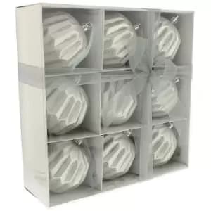 Christmas Shop Decorated Christmas Baubles (Set Of 9) (One Size) (Matt Silver)
