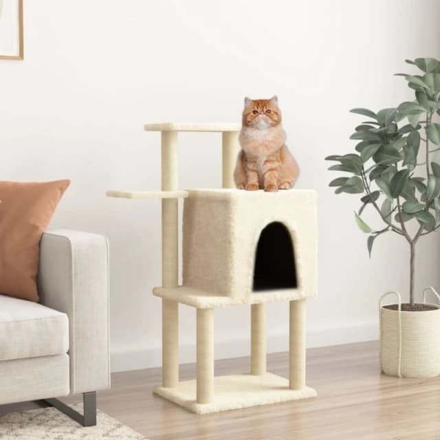 VIDAXL Cat Tree with Sisal Scratching Posts Cream 97cm Vidaxl 8720845417031