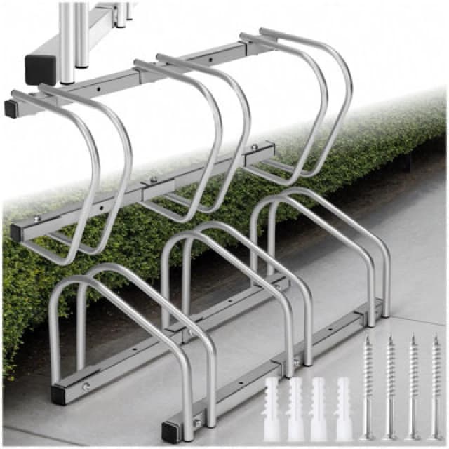 Tectake Bike Rack, For Ground Or Wall-Mounting 3 - Silver