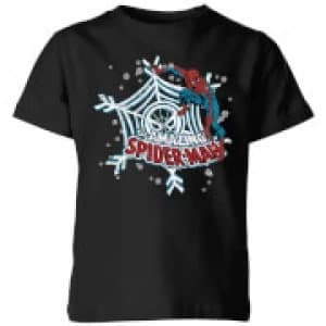 Marvel The Amazing Spider-Man Snowflake Web Kids Christmas T-Shirt - Black - 11-12 Years