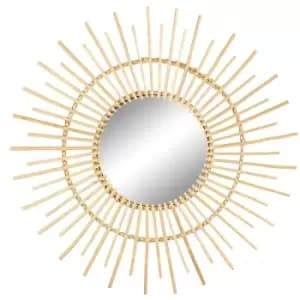 Nicola Spring - Angelica 89.5cm Wooden Rattan Wall Mirror - Brown