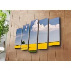 5PATK-160 Multicolor Decorative Canvas Painting (5 Pieces)