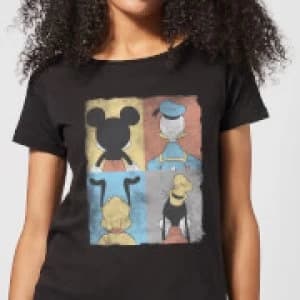 Disney Mickey Mouse Donald Duck Mickey Mouse Pluto Goofy Tiles Womens T-Shirt - Black