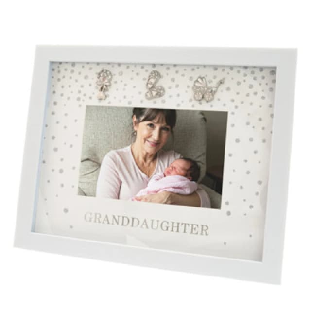 Happy Homewares Modern Granddaughter 4X6 White Frame With Silver Foil Falling Dots