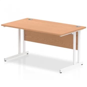 Trexus Rectangular Desk White Cantilever Leg 1400x800mm Oak Ref