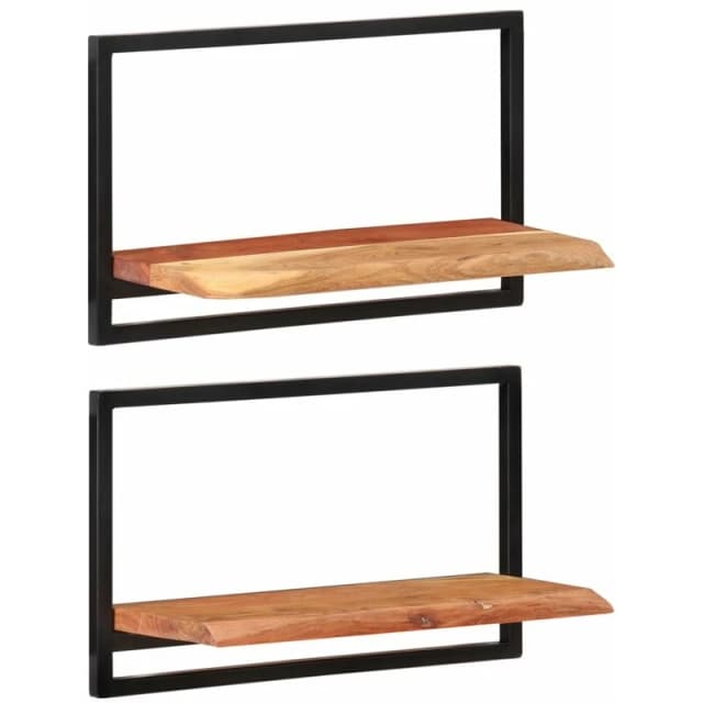 VIDAXL Vidaxl - Wall Shelves 2 pcs 60x25x35cm Solid Wood Acacia and Steel 8720286672167