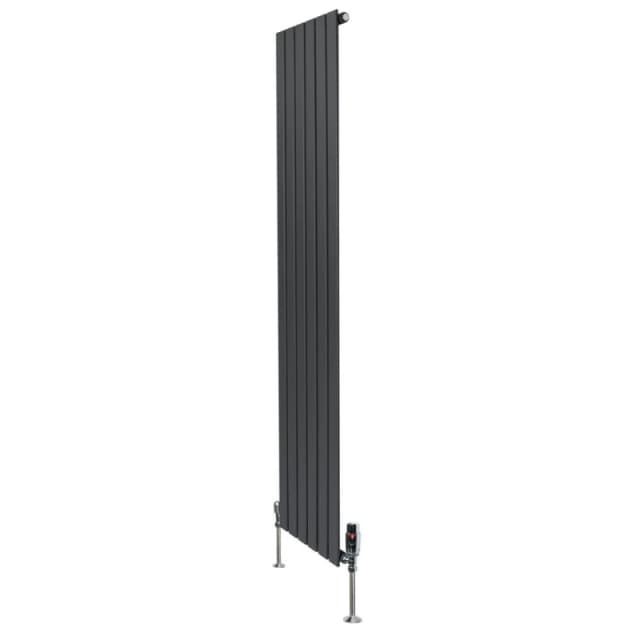 Monstershop Flat Single Column Radiator & Valves - 1800mm x 420mm - Anthracite in Grey Grey Unisex