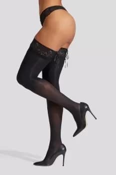 Lace Welt Opaque Hold Ups