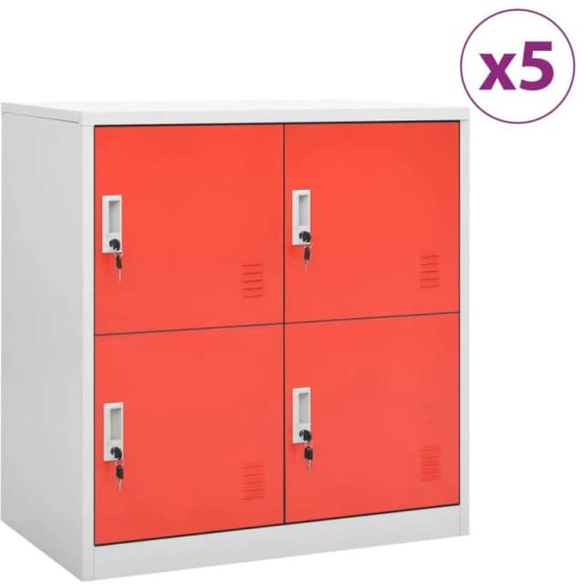 VIDAXL Vidaxl - Locker Cabinets 5 pcs Light Grey and Red 90x45x92.5cm Steel 8720286847718