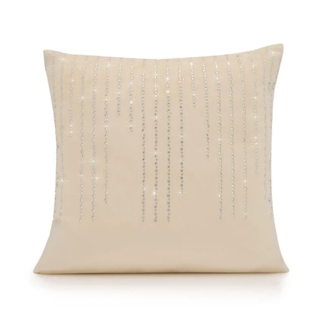 Alan Symonds Velvet Feel Cushion Cover with Cascading Diamante Cream unisex 45x45cm