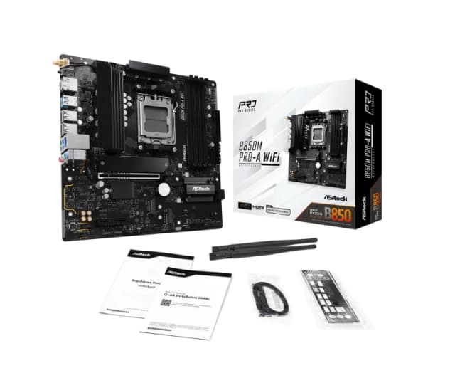 ASRock B850M Pro-A WiFi AMD Ryzen AM5 DDR5 mATX Motherboard - 90-MXBR9-A0UAYZ