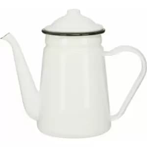 White Coffee Pot White Fancy Pot White Curved Handle And Gooseneck Shaped Mouth For Minimal Spillage Coffee and Tea Pot 1.0 Litre 19 x 21 x 11
