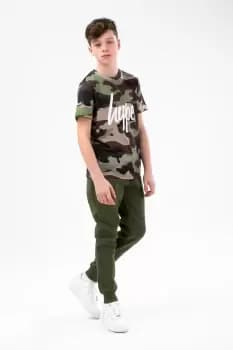 HYPE BOYS KHAKI CLASSIC CAMO SCRIPT TEE & JOGGER SET