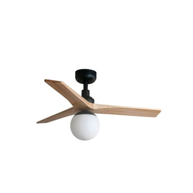 Netlighting Klim Small Black Light Pine Wood Ceiling Fan DC E27 6 Speed Black Unisex