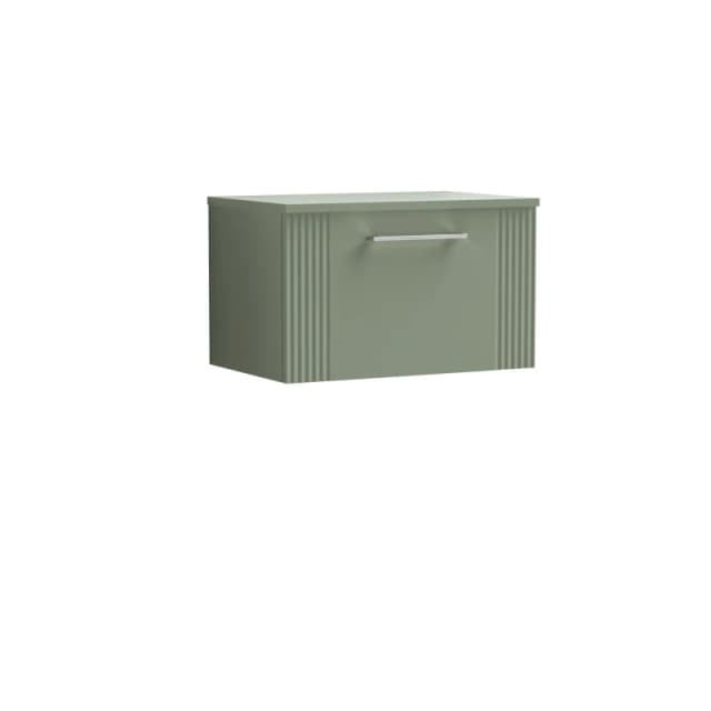 Balterley 1 Drawer Wall Hung Vanity Colour Match Worktop Green 600mm Green