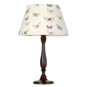 Table Lamp Large Tall Turned Wood Base Shade Not Included Walnut LED E27 60w