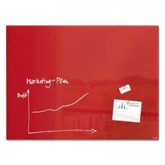 Wall Mounted Magnetic Glass Board 1200x900x18mm - Red